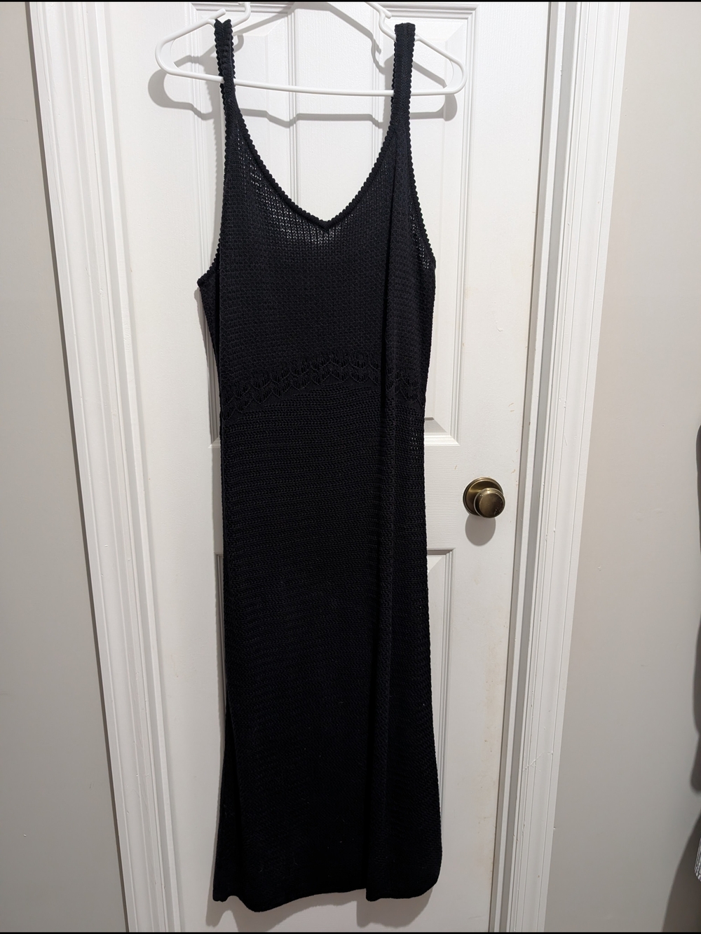 Black Knit V-Neck Slip Dress